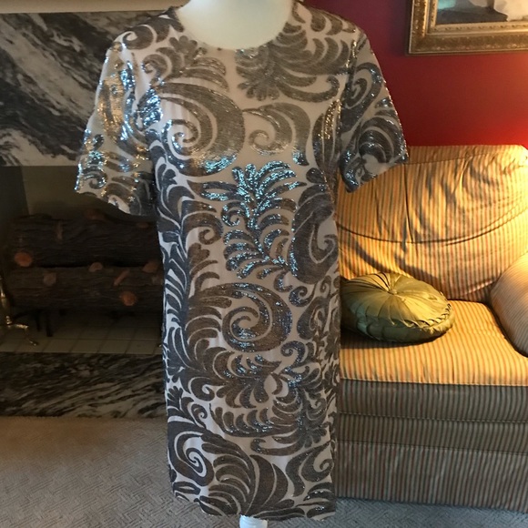 Ivory & Silver Shift Dress - Picture 4 of 15